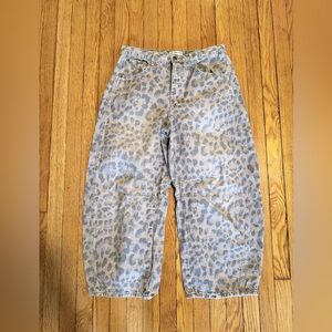 Free People Leopard Print Barrel Jeans